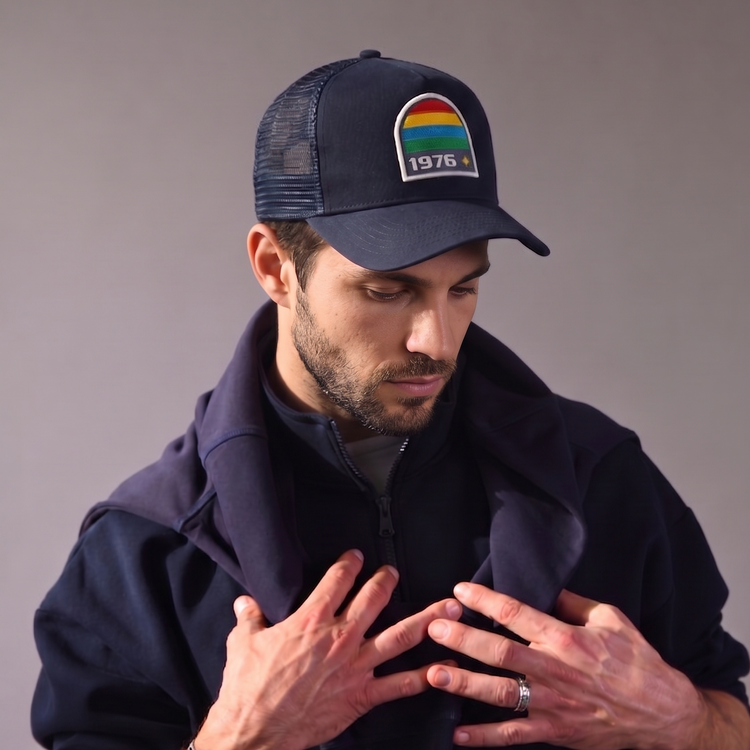 1976 Trucker Cap by Sand and Camels - model wearing the cap