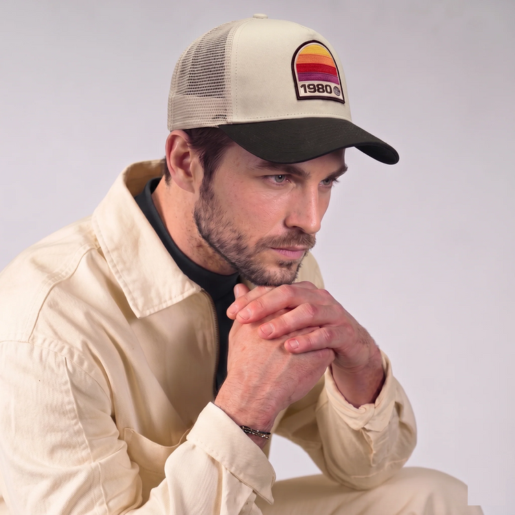 1980 Trucker Cap by Sand and Camels - model wearing the cap