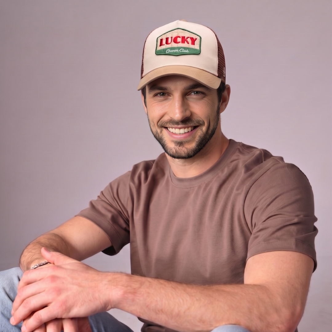Lucky Charm Club Trucker Cap by Sand and Camels - model wearing the cap